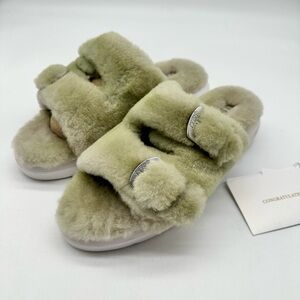 Australia Luxe Collective Olive Green Plush Slip-Ons NWT size 13-14 XL Shearling
